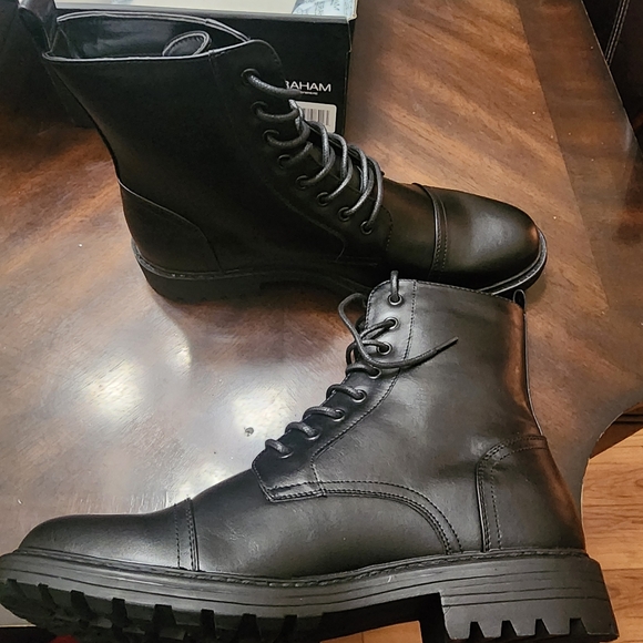 Nick Graham  Black Lace up Boots Men's Size 9.5 - Picture 7 of 9